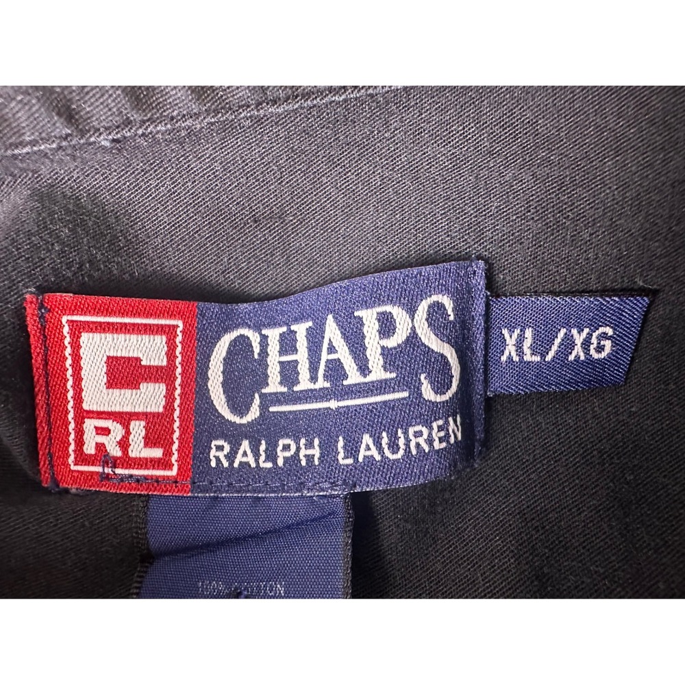 VTG Chaps‎ Ralph Lauren Mens Classic Fit Button Down Shirt XL Embroidered Crest - Picture 3 of 10